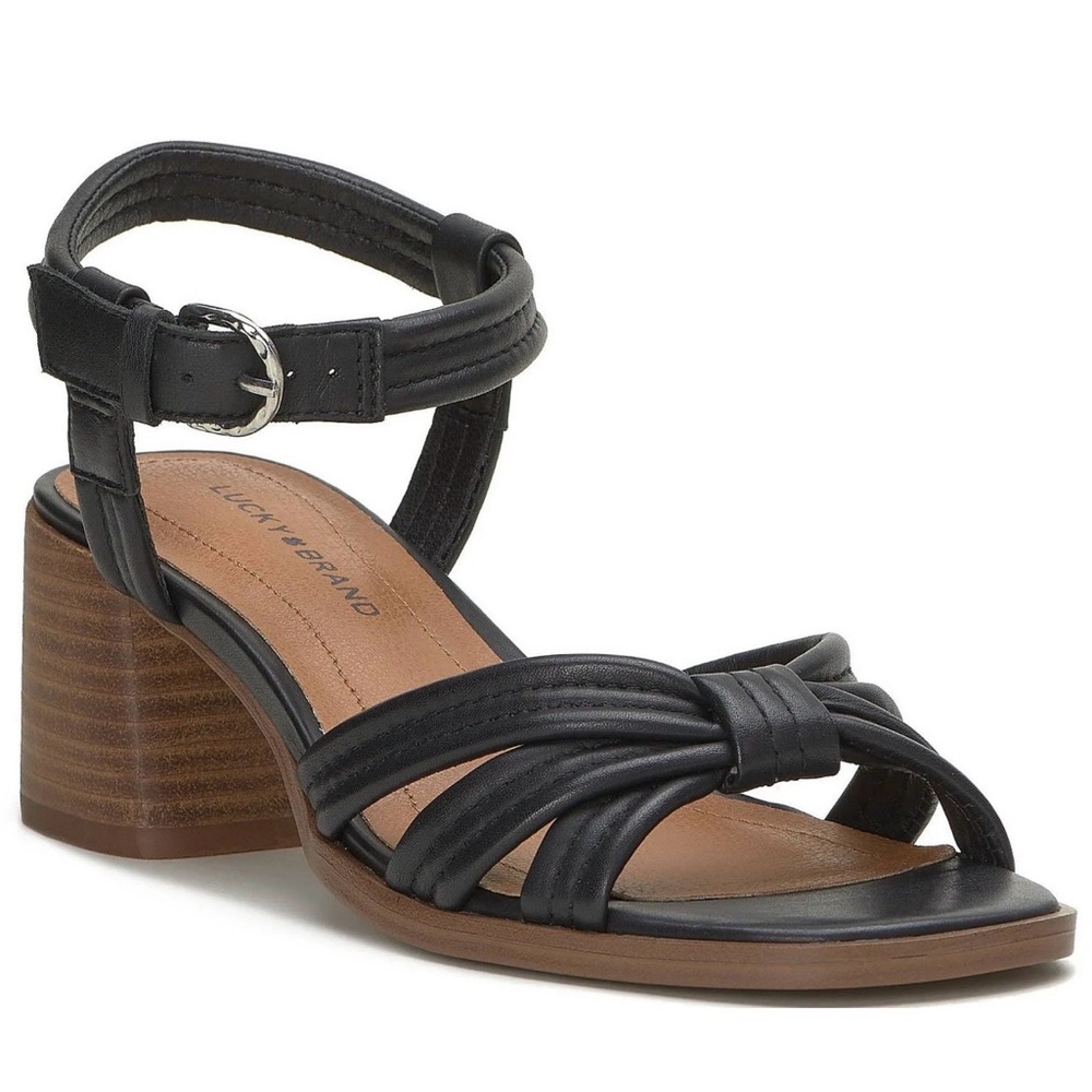 Lucky Brand Women's Jolenne Adjustable Strap Block Heel Black Sandals Size 8.5 - Picture 2 of 14